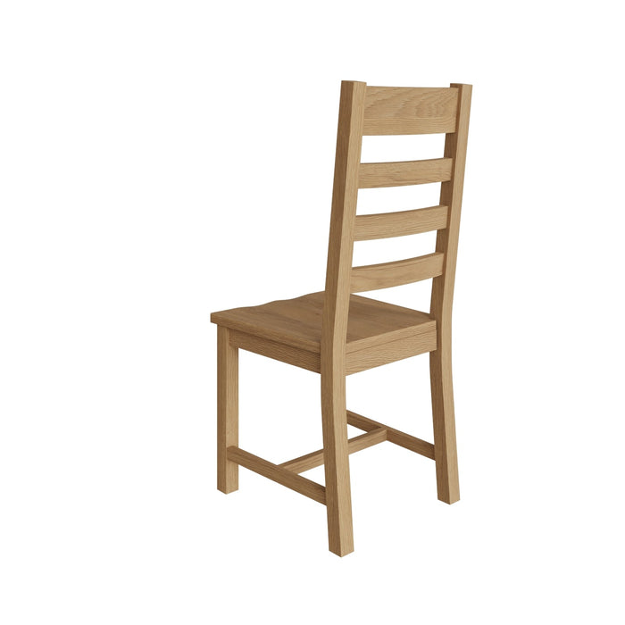 Country Oak Chair Ladder Back with Wooden Seat