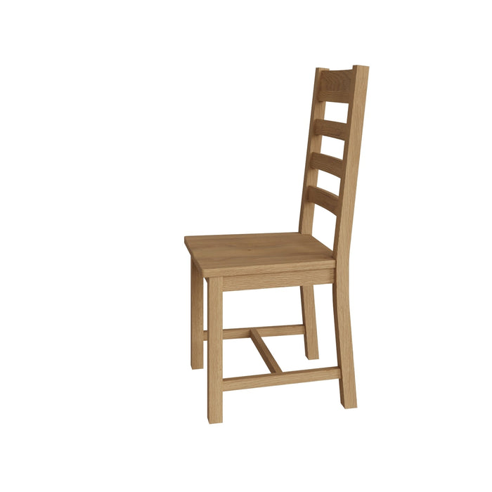 Country Oak Chair Ladder Back with Wooden Seat