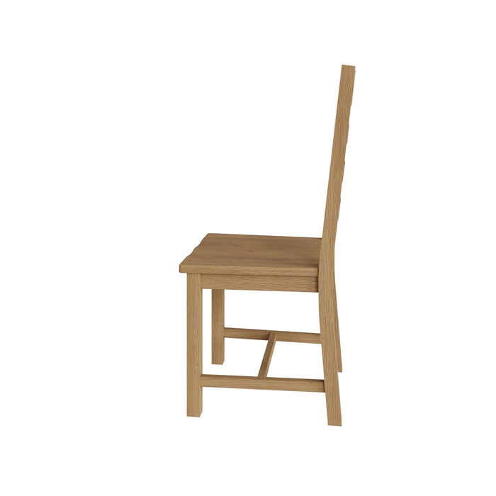 Country Oak Chair Ladder Back with Wooden Seat