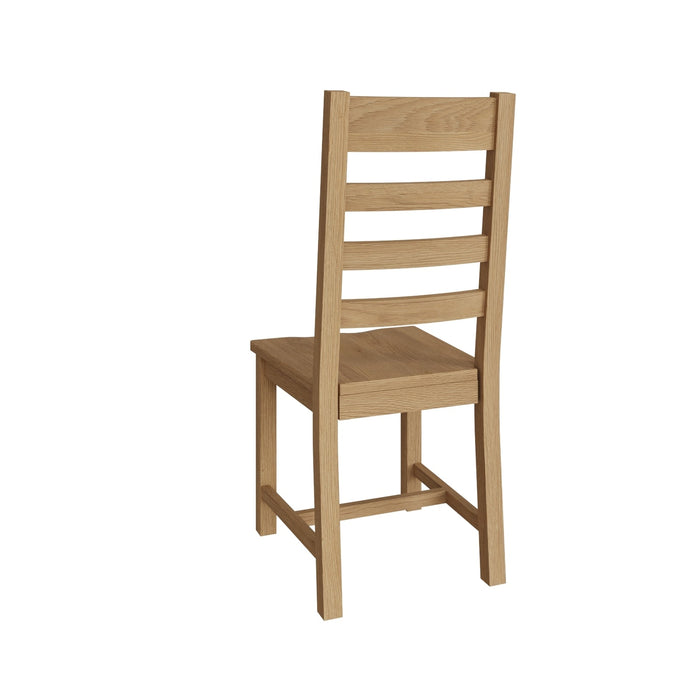 Country Oak Chair Ladder Back with Wooden Seat