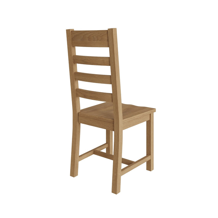 Country Oak Chair Ladder Back with Wooden Seat