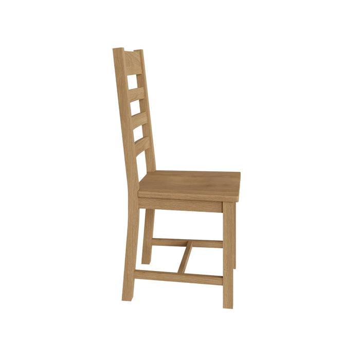 Country Oak Chair Ladder Back with Wooden Seat