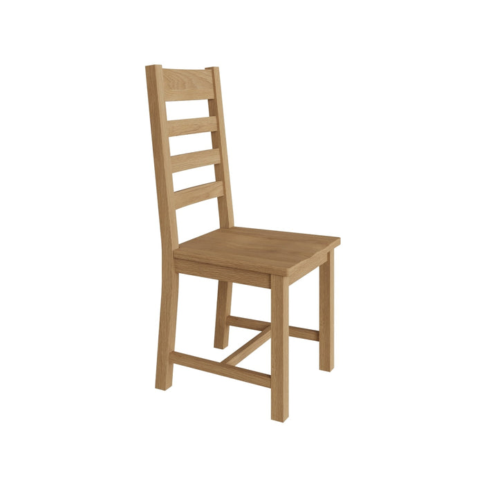 Country Oak Chair Ladder Back with Wooden Seat