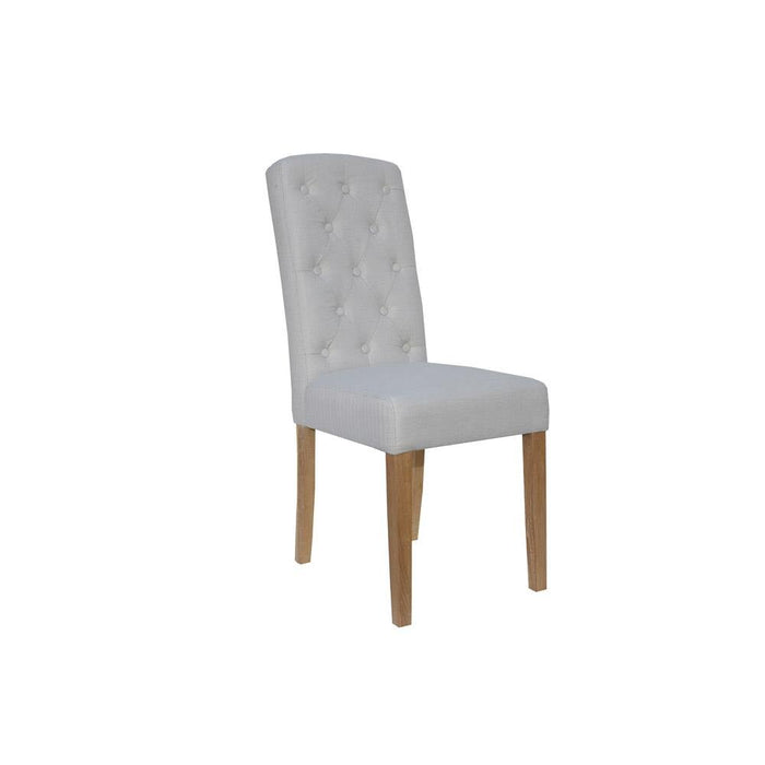 Button Back Upholstered  Chair - Natural