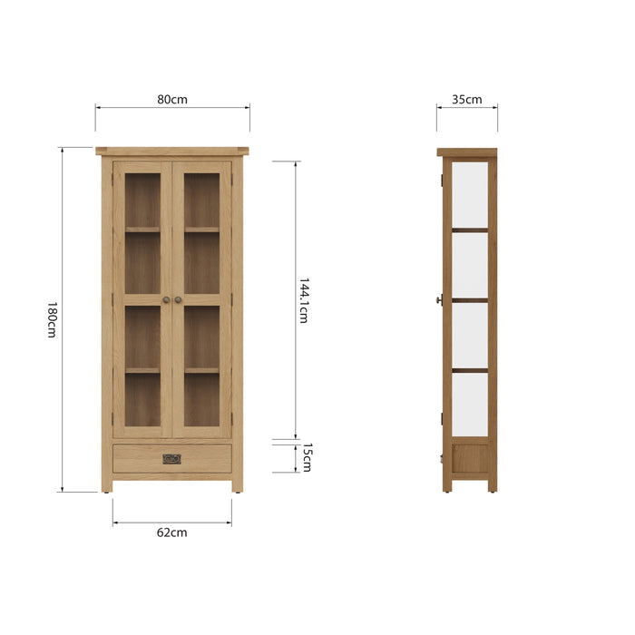 Country Oak Display Cabinet