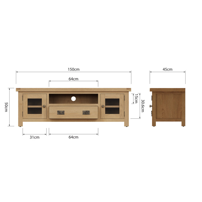 Country Oak TV Unit Large