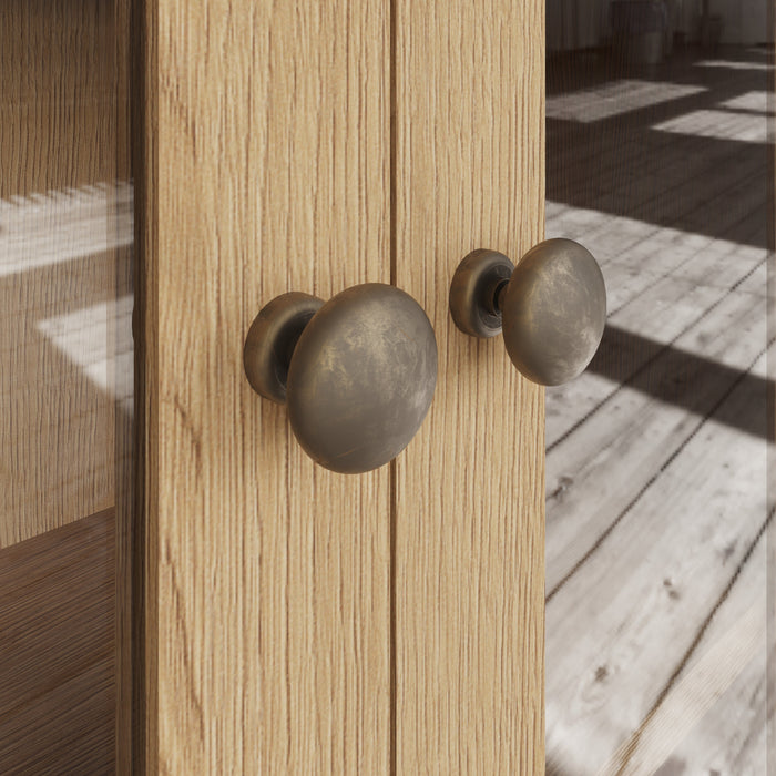 Country Oak Dresser Top Small with Glass Doors