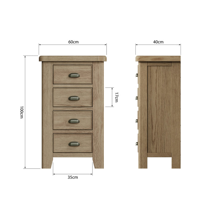 Weathered Oak 4 Drawer Chest