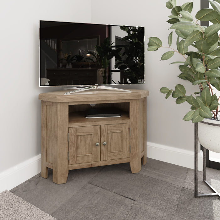 Weathered Oak Corner TV Unit