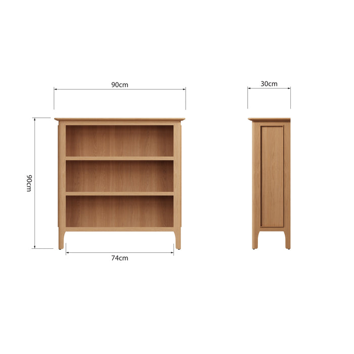 Belmont Oak Small Wide Bookcase