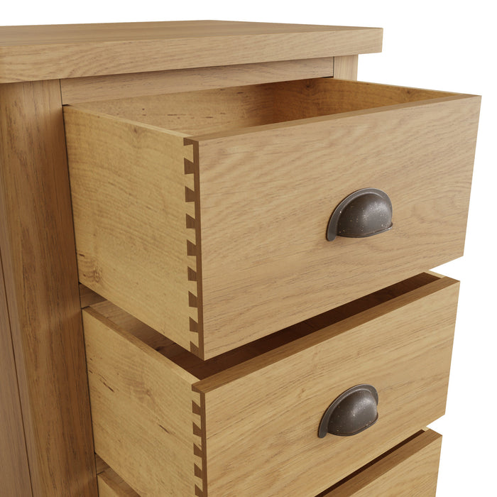 Truffle Oak 5 Drawer Narrow Chest