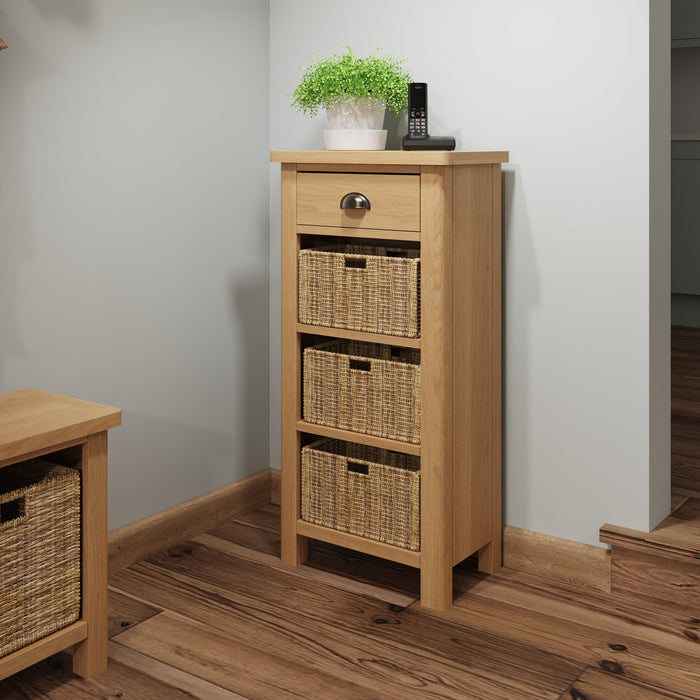 Truffle Oak 1 Drawer 3 Basket Unit