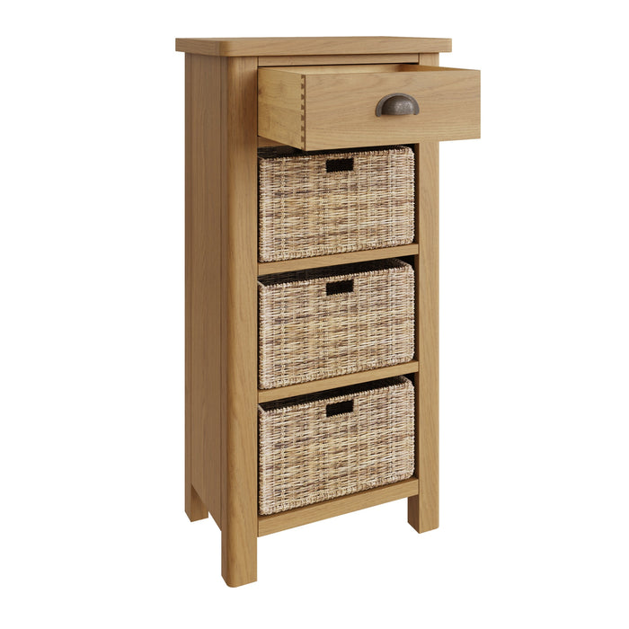 Truffle Oak 1 Drawer 3 Basket Unit