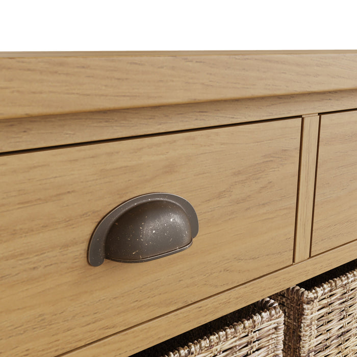 Truffle Oak 3 Drawer 6 Basket Unit